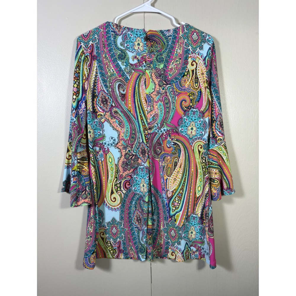 Tommy Hilfiger Paisley Bell Sleeve Dress Boho Retro Hippie 10 Psychedelic Groovy - Picture 4 of 5
